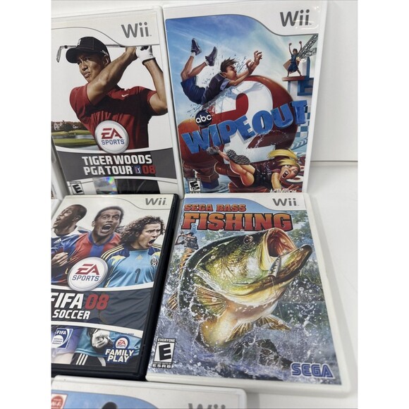 8x Wii Games Sports LOT - Tiger Woods Golf, Soccer, Tennis, Wipeout, Fish TESTED - Picture 4 of 12